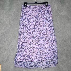 Vintage 35th & 10th purple midi skirt ruffle hem geometric groovy fairy 80s L